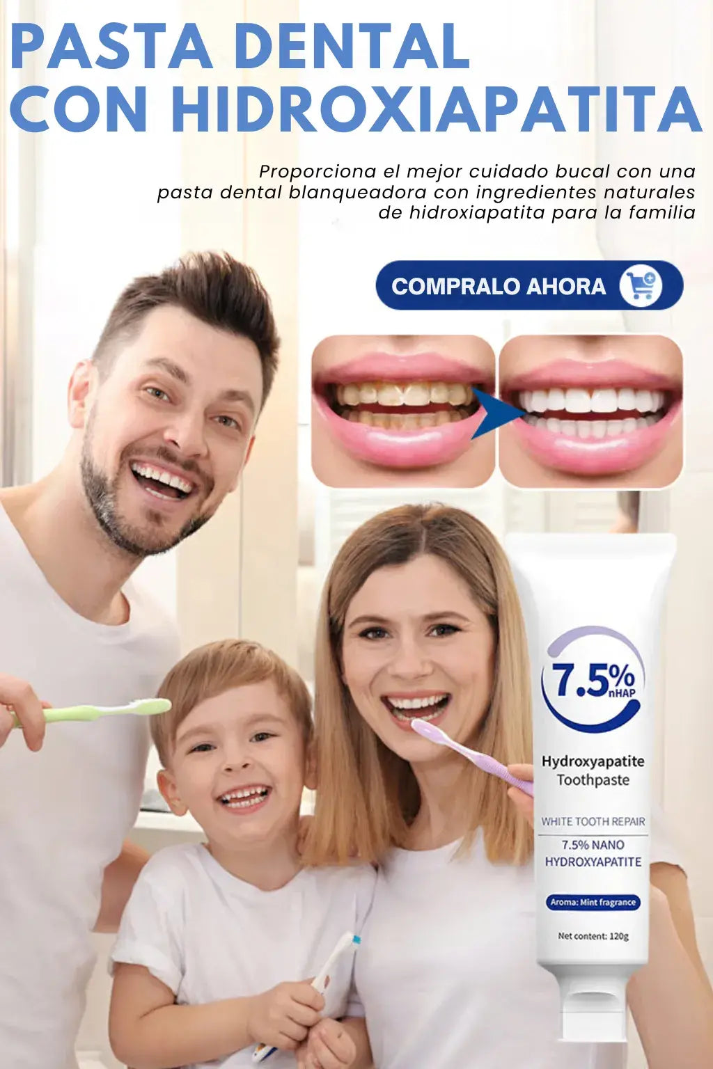 Pasta Dental de NanoHidroxiapatita 7.5% - Sin Fluor
